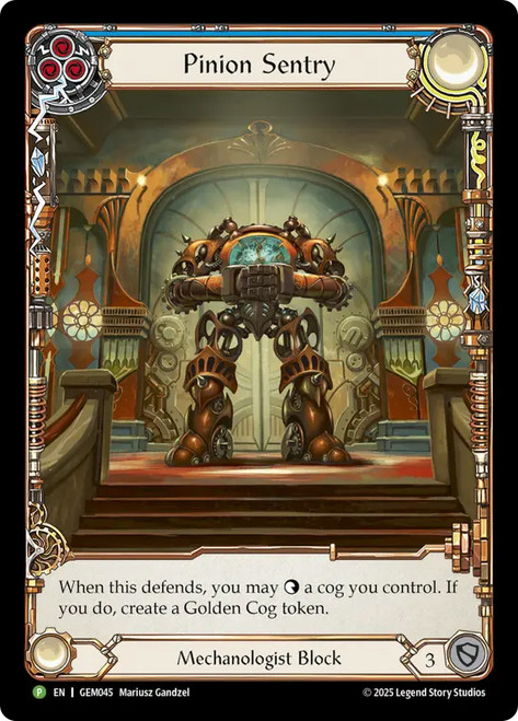 Pinion Sentry (GEM Pack) (Extended Art)
GEM Pack
Single
Flesh and Blood