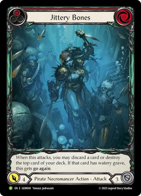 Jittery Bones (Red) (GEM Pack) (Extended Art)
GEM Pack
Single
Flesh and Blood