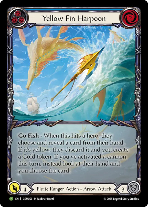 Yellow Fin Harpoon (GEM Pack) (Extended Art)
GEM Pack
Single
Flesh and Blood