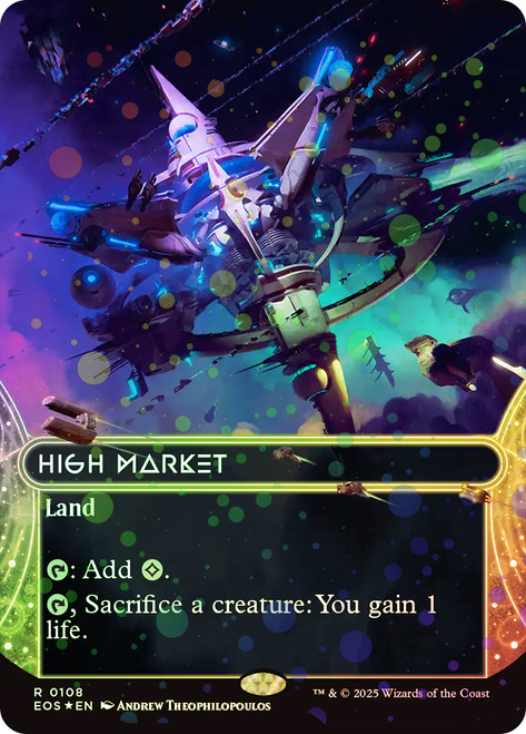 High Market (#108) (Borderless) (Galaxy Foil)\nStellar Sights - Alternate Foil\nSingle\nMagic The Gathering