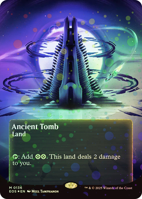 Ancient Tomb (#136) (Borderless) (Galaxy Foil)\nStellar Sights - Alternate Foil\nSingle\nMagic The Gathering