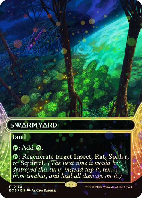 Swarmyard (#132) (Borderless) (Galaxy Foil)\nStellar Sights - Alternate Foil\nSingle\nMagic The Gathering