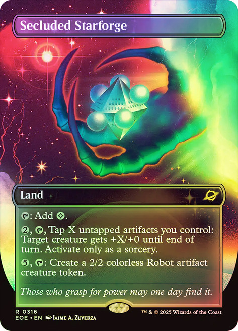 Secluded Starforge (#316) (Borderless)\nEdge of Eternities - Variants\nSingle\nMagic The Gathering