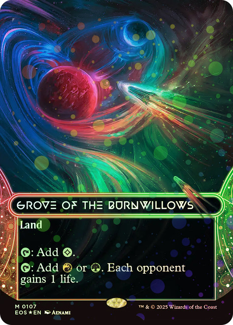 Grove of the Burnwillows (#107) (Borderless) (Galaxy Foil)\nStellar Sights - Alternate Foil\nSingle\nMagic The Gathering