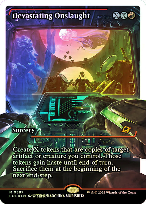 Devastating Onslaught (Showcase) (Fracture Foil)\nEdge of Eternities - Alternate Foil\nSingle\nMagic The Gathering