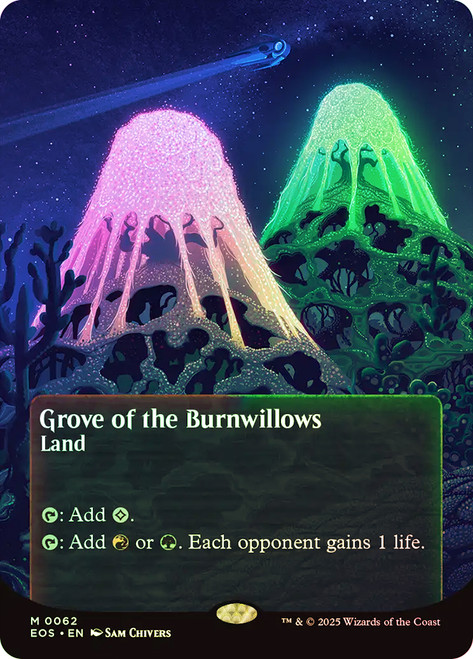 Grove of the Burnwillows (#062) (Borderless)\nStellar Sights\nSingle\nMagic The Gathering