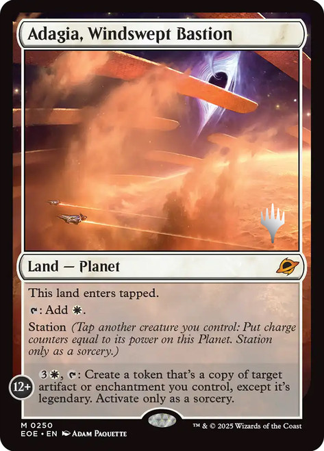 Adagia, Windswept Bastion (Promo Pack) (Edge of Eternities)\nPromo: Planeswalker Stamped\nSingle\nMagic The Gathering