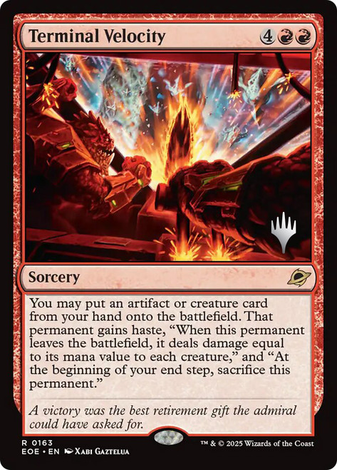 Terminal Velocity (Promo Pack) (Edge of Eternities)\nPromo: Planeswalker Stamped\nSingle\nMagic The Gathering