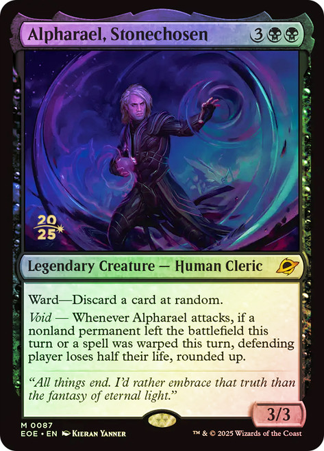 Alpharael, Stonechosen (Prerelease) (Edge of Eternities)\nPromo: Date Stamped\nSingle\nMagic The Gathering
