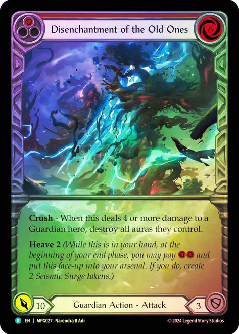 Disenchantment of the Old Ones (Extended Art)
Mastery Pack Guardian
Single
Flesh and Blood