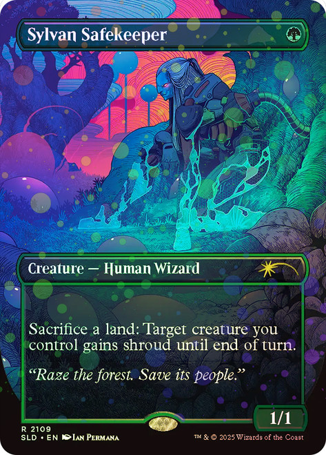 Sylvan Safekeeper (Secret Lair) (Borderless) (Galaxy Foil)\nPromo: General - Alternate Foil\nSingle\nMagic The Gathering
