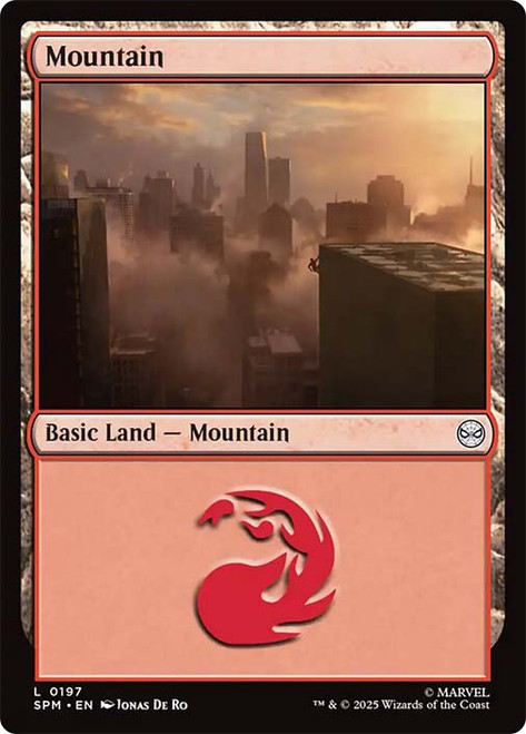 Mountain (#197)\nMarvel's Spider-Man\nSingle\nMagic The Gathering