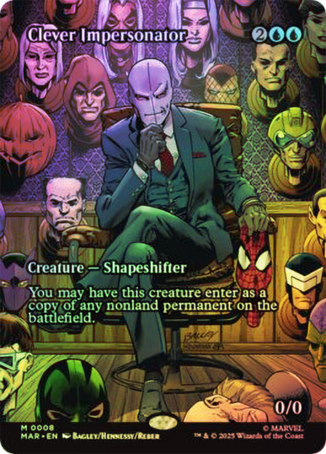 Clever Impersonator (Borderless)\nMarvel Universe\nSingle\nMagic The Gathering