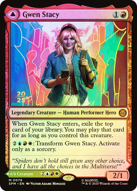 Gwen Stacy // Ghost-Spider (Prerelease) (Marvel's Spider-Man)\nPromo: Date Stamped\nSingle\nMagic The Gathering