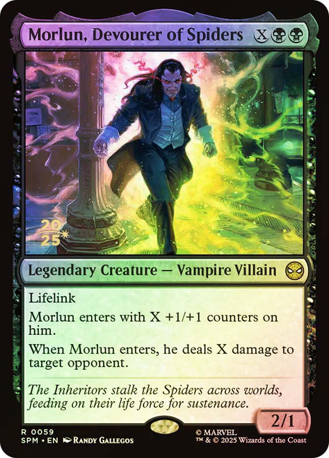 Morlun, Devourer of Spiders (Prerelease) (Marvel's Spider-Man)\nPromo: Date Stamped\nSingle\nMagic The Gathering