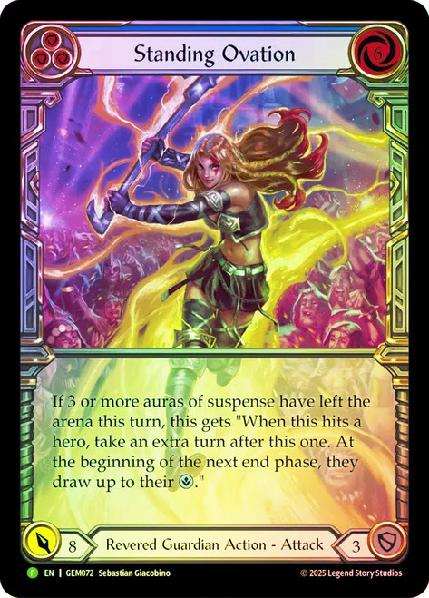 Standing Ovation (GEM Pack) (Extended Art)
Promotional Cards
Single
Flesh and Blood