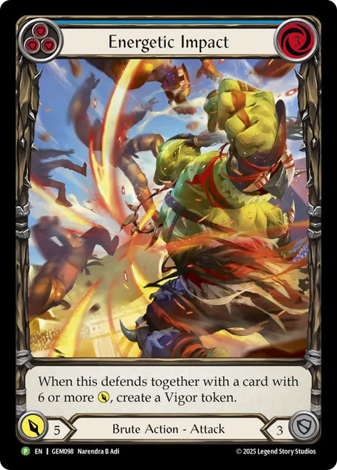 Energetic Impact (GEM Pack) (Extended Art)
Promotional Cards
Single
Flesh and Blood