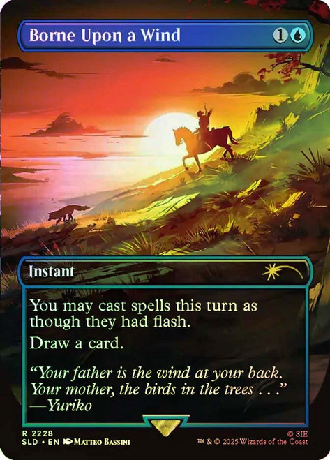 Borne Upon a Wind (Ghost of Tsushima) (Secret Lair) (Borderless)\nPromo: General\nSingle\nMagic The Gathering