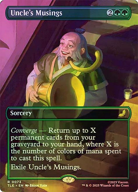 Uncle's Musings (Borderless)\nAvatar: The Last Airbender Eternal Variants\nSingle\nMagic The Gathering