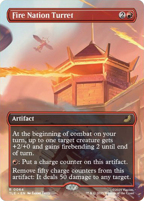Fire Nation Turret (Borderless)\nAvatar: The Last Airbender Eternal Variants\nSingle\nMagic The Gathering