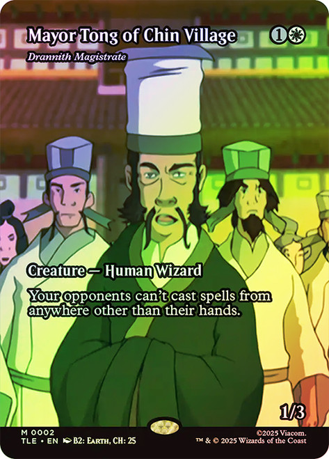 Drannith Magistrate (Mayor Tong of Chin Village) (Borderless)\nAvatar: The Last Airbender Eternal Variants\nSingle\nMagic The Gathering
