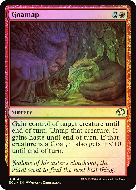 Goatnap
Lorwyn Eclipsed
Single
Magic: The Gathering