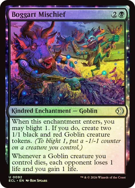 Boggart Mischief
Lorwyn Eclipsed
Single
Magic: The Gathering