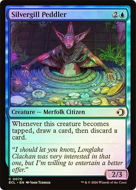 Silvergill Peddler
Lorwyn Eclipsed
Single
Magic: The Gathering