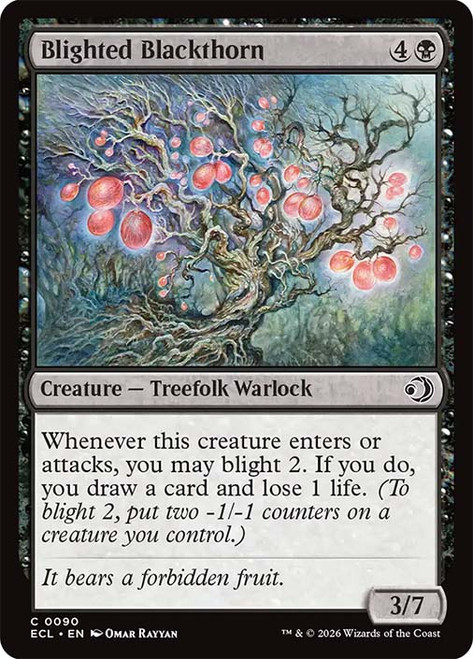Blighted Blackthorn
Lorwyn Eclipsed
Single
Magic: The Gathering