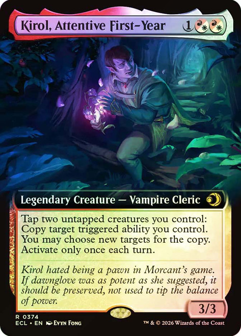 Kirol, Attentive First-Year
Lorwyn Eclipsed
Single
Magic: The Gathering