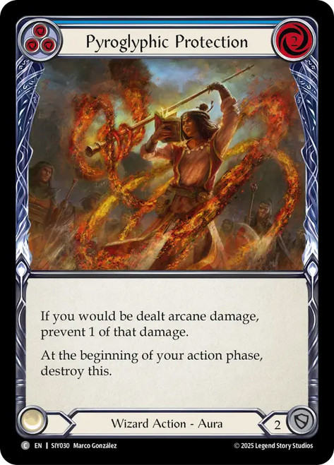 Pyroglyphic Protection (Blue)
Iyslander Silver Age Deck
Single
Flesh and Blood