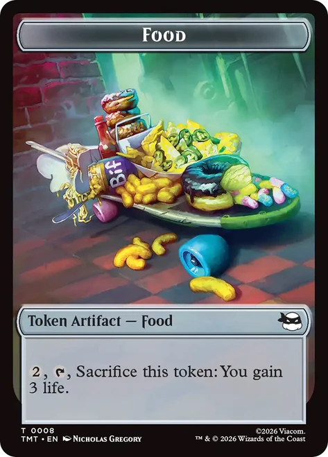 {Food Token} // {Ninja Turtle Spirit Token}
Teenage Mutant Ninja Turtles
Single
Magic: The Gathering