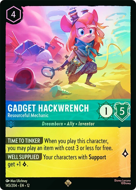 Gadget Hackwrench - Resourceful Mechanic
Wilds Unknown
Single
Lorcana