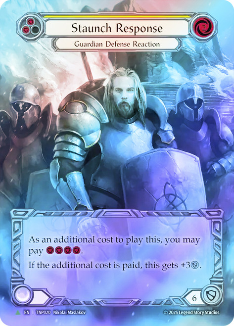 Staunch Response (Yellow) (Tournament Pack)
Promotional Cards
Single
Flesh and Blood