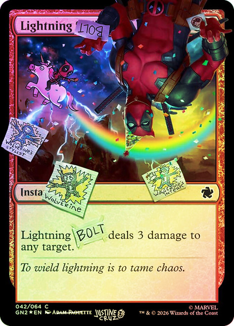 Lightning Bolt (#0042) (Marvel)
Secret Lair Drop
Single
Magic: The Gathering