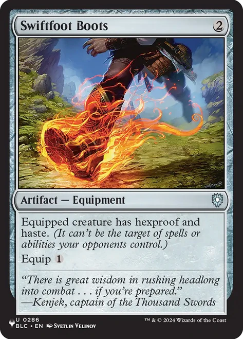 Swiftfoot Boots (Bloomburrow Commander)
Mystery Booster / The List
Single
Magic: The Gathering