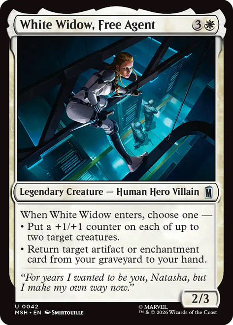 White Widow, Free Agent
Marvel Super Heroes
Single
Magic: The Gathering