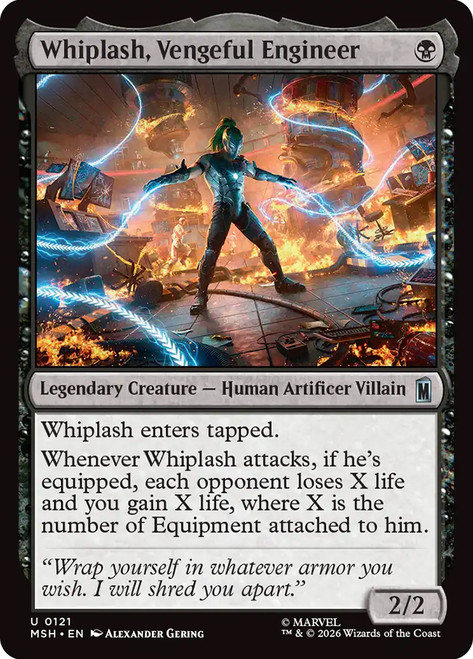 Whiplash, Vengeful Engineer
Marvel Super Heroes
Single
Magic: The Gathering