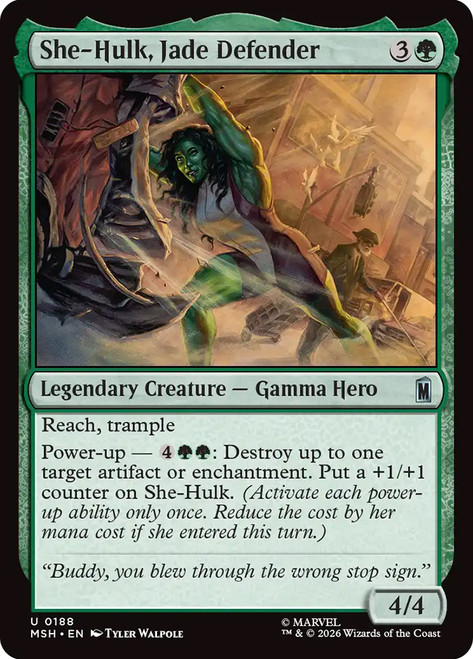 She-Hulk, Jade Defender
Marvel Super Heroes
Single
Magic: The Gathering
