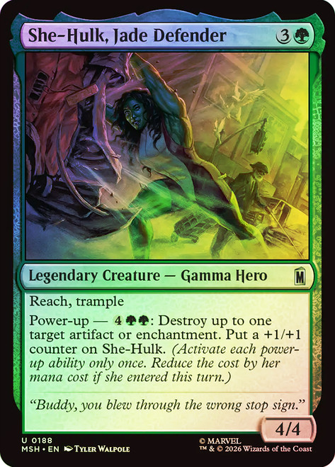 She-Hulk, Jade Defender
Marvel Super Heroes
Single
Magic: The Gathering