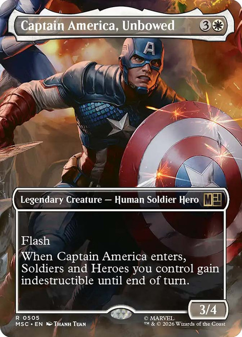 Captain America, Unbowed
Marvel Super Heroes Commander
Single
Magic: The Gathering