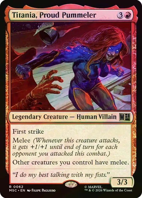 Titania, Proud Pummeler
Marvel Super Heroes Commander
Single
Magic: The Gathering