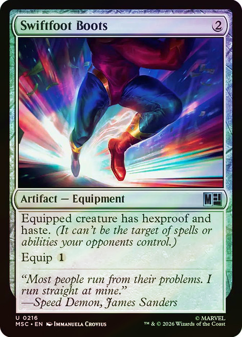 Swiftfoot Boots
Marvel Super Heroes Commander
Single
Magic: The Gathering