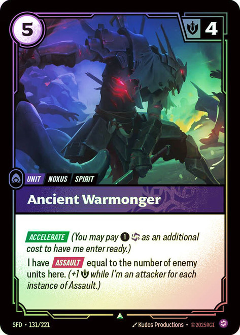 Ancient Warmonger
Spiritforged
Single
Riftbound: League of Legends TCG