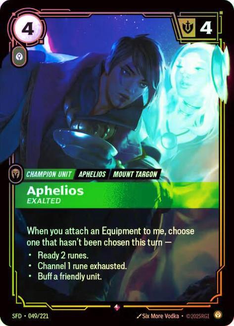 Aphelios - Exalted
Spiritforged
Single
Riftbound: League of Legends TCG