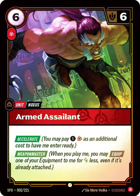 Armed Assailant
Spiritforged
Single
Riftbound: League of Legends TCG