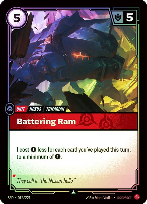 Battering Ram
Spiritforged
Single
Riftbound: League of Legends TCG