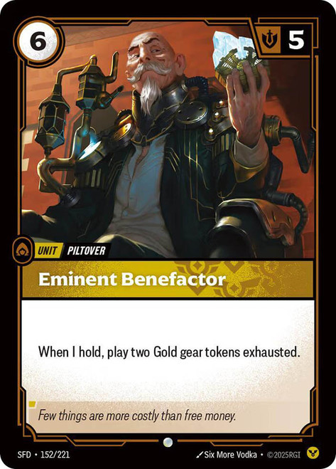 Eminent Benefactor
Spiritforged
Single
Riftbound: League of Legends TCG