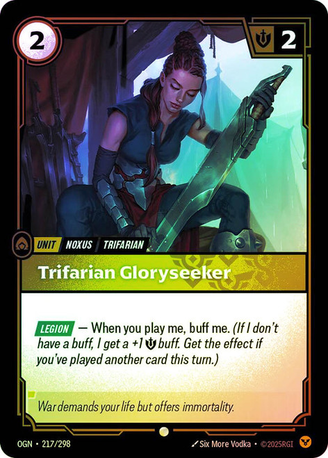 Trifarian Gloryseeker
Origins
Single
Riftbound: League of Legends TCG