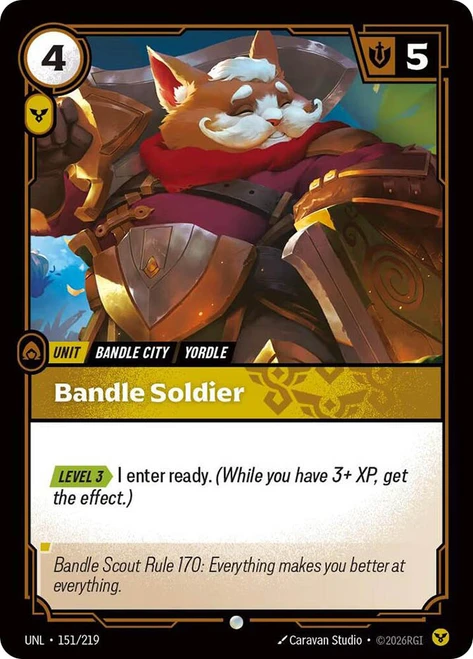 Bandle Soldier
Unleashed
Single
Riftbound: League of Legends TCG